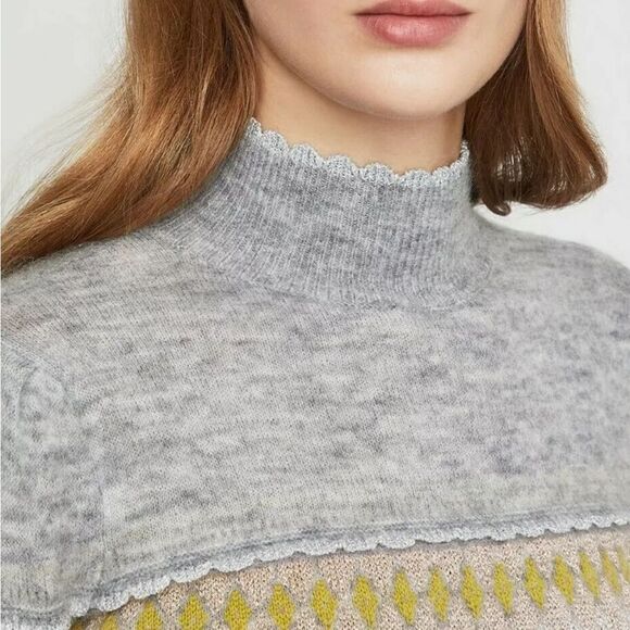 BCBG MAXAZRIA Mixed Intarsia Metallic Turtleneck Sweater Women’s Sz L Casual - Picture 3 of 10